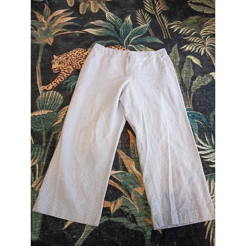 Vtg 90s Y2K Blue Gingham Cropped Pants Women's 10